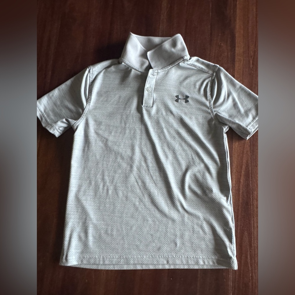 Under Armour Light Gray HeatGear Polo Youth S